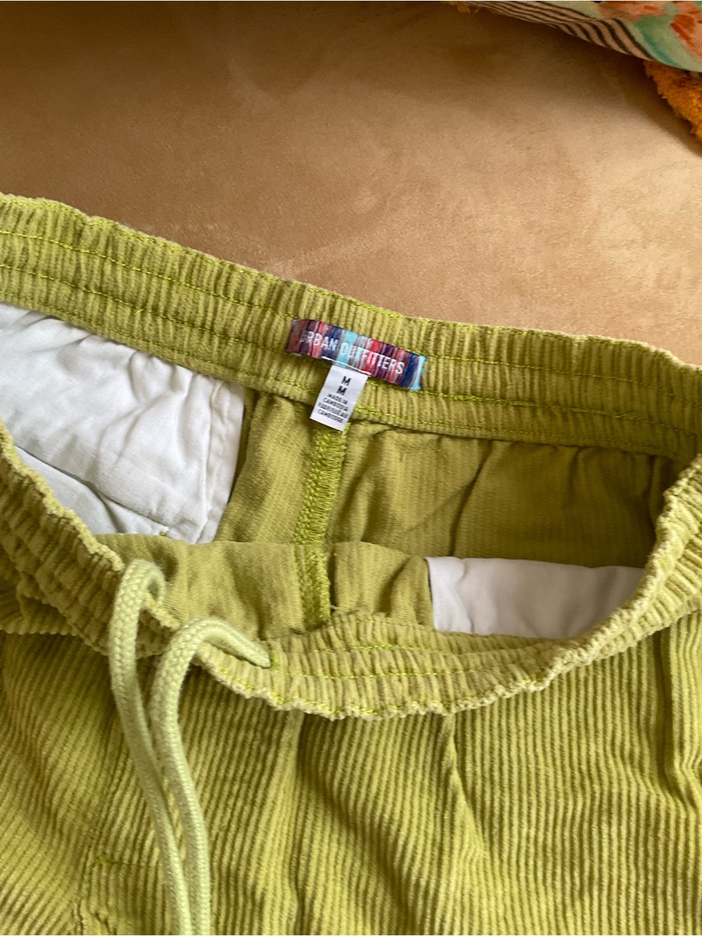 Urban Outfitters Olive-Lime Corduroy Drawstring Shorts